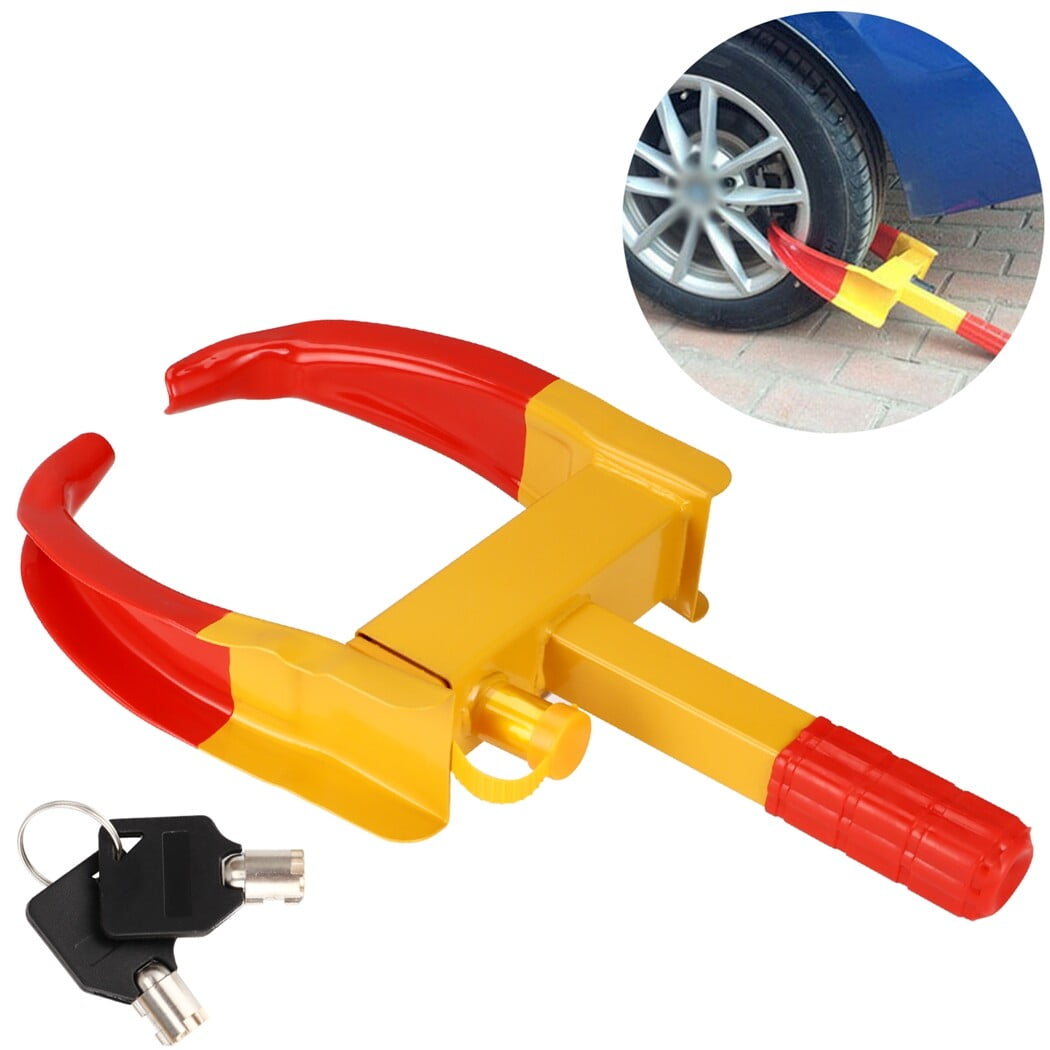 Wheel Lock, Universal Vehicle Wheel Clamp Lock with 2 Keys, Adjustable