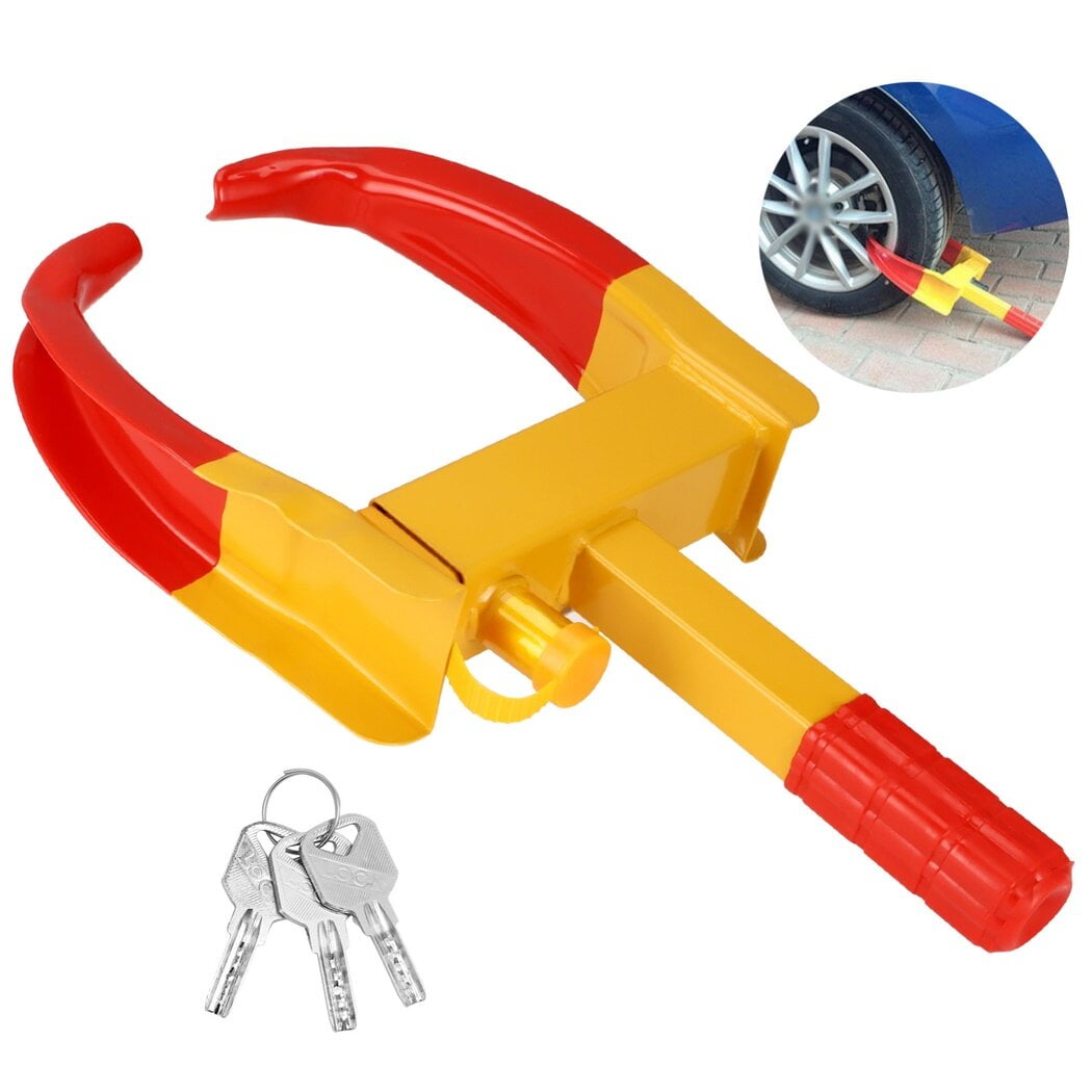 Wheel Lock, Universal Vehicle Wheel Clamp Lock with 3 Keys, Adjustable