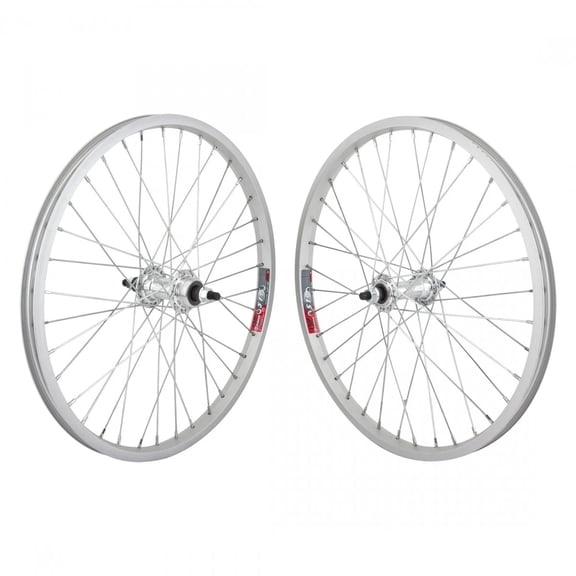 Wheel Master 20in Silver Alloy BMX Wheelset Weinmann 519 Rims 3/8 Bolt on Axles
