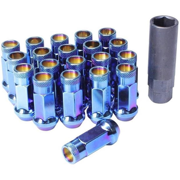 Wheel Mate 12x1.50x48 mm Open End Lug Nuts with Burning System for Muteki SR48 Series, Neon Blue