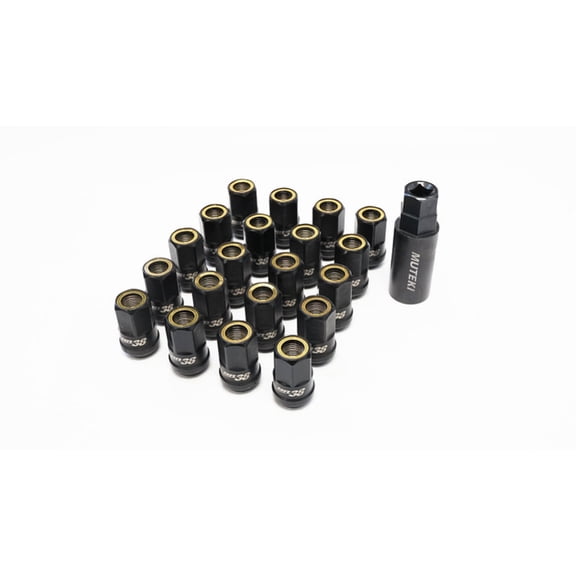 Wheel Mate Muteki HR38 Open End Lug Nuts 12x1.50 Titanium Chrome / Yellow Ring