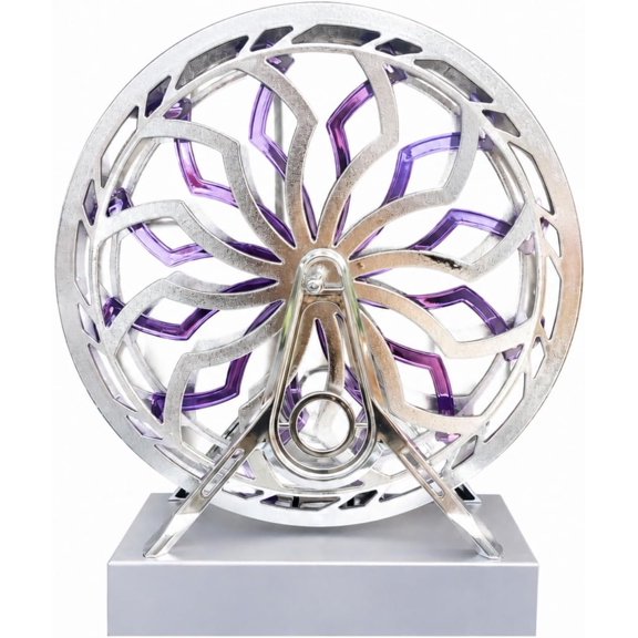 Wheel Moving Ornament with Rectangular Base Freestanding Moving Desk Decor Eye-Catching for Relaxation Corner, Silver, Round
