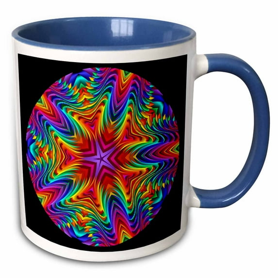 3drose, Wheel of Color Fractal Art, 15oz Two-tone Blue Mug
