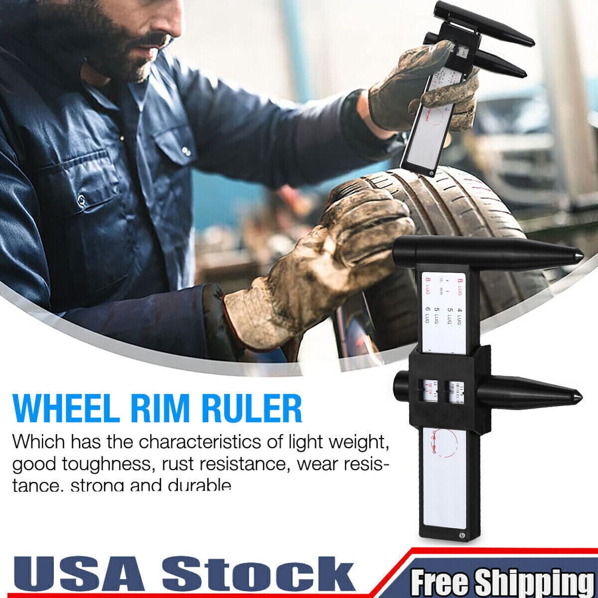 Wheel Rim Bolt Pattern Measure Gauge Tool Car PCD Dial Ruler 4/5/6/8 ...