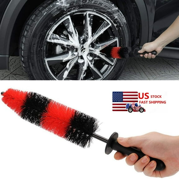 Wheel Rim Brush, Soft Bristle Long Master Car Wheel Brush Rim Tire Detailing Brush Car Washing Brush for Wheels Rims Exhaust Tips Vehicle Engine Motorcycles,No Scratches