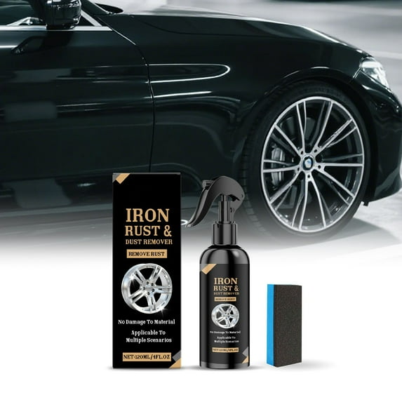 Wheel Rim Cleaner Spray 4 oz Aluminum Cleaner for Brake Rust Grime Safe for All Wheel Finishes Fast Acting with Sponge
