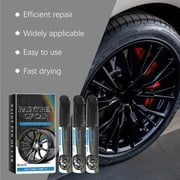 Wheel Rim Touch Up Paint Black, QQZ 3 Pack Scratch Repair Kit for Automotive Rims, Quick Dry DIY Pen Fix Curbside Scratches Chips Alloy Steel Wheels