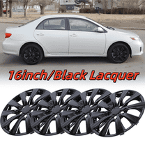 Wheel Rims Covers 16 inch 4 Pieces ,for 2009-2013 TOYOTA COROLLA Compatible with Steel Wheels and Snap On Installation Hubcaps ABS PC Material (Black Lacquer)