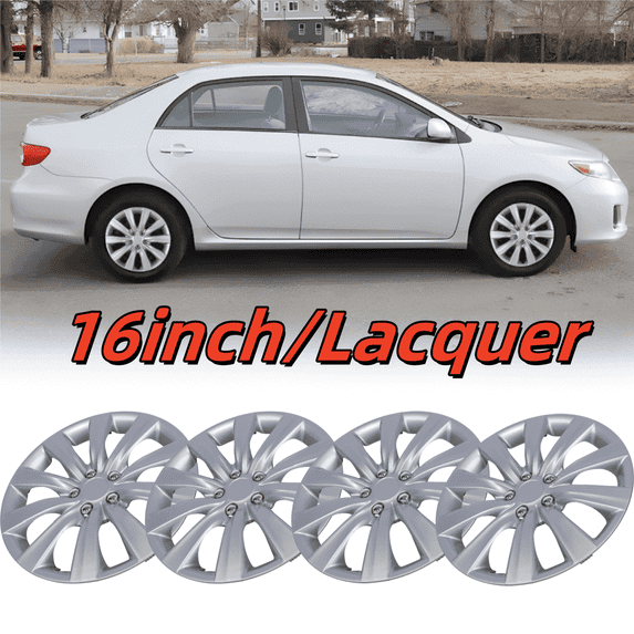 Wheel Rims Covers 16 inch 4 Pieces ,for 2009-2013 TOYOTA COROLLA with Decoration Nuts Compatible with Steel Wheels and Snap On Installation Hubcaps ABS+PC Material (Lacquer)