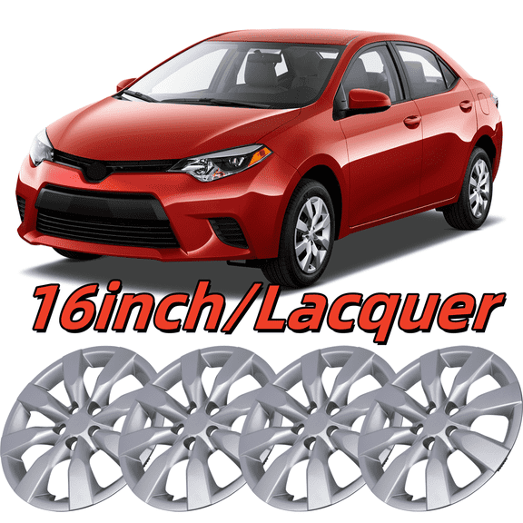 Wheel Rims Covers 16 inch 4 Pieces ,for 2014-2016 TOYOTA COROLLA Compatible with Steel Wheels and Snap on Installation Hubcaps ABS+PC Material (Lacquer)