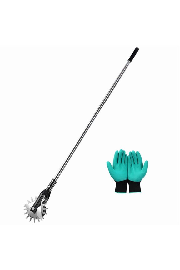 Wheel Rotary Edger,Adjustable Length Lawn Edger,Stainless Steel Edger Lawn Tool,Lawn Tool for Manual Edger,Rotary Edger,1 x Manual Edger Lawn Tool 1pair x gloves,Photo Color