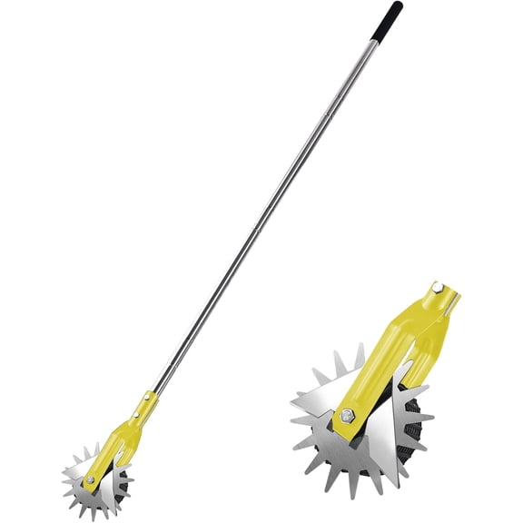 Wheel Rotary Edger Lawn Tool, Grass Edge Trimmer, Sidewalk Manual Lawn Edger, Strong 3 Sections Stainless Steel Handle with Cushion Grip, 58.3-Inch