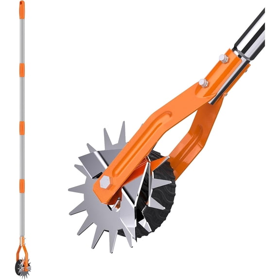 Wheel Rotary Edger Lawn Tool, Sidewalk 66.7Inch Manual Lawn Edger, Grass Edge Trimmer, Adjustable Stainless Steel Handle with Cushion Grip,Soil,Garden and Yard Tool,Orange
