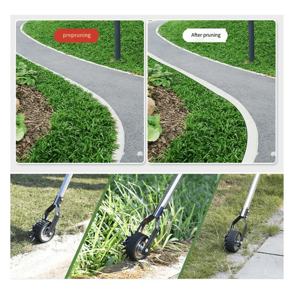 Wheel Rotary Edger, Manual Edger Lawn Tool,Adjustable Length with Sturdy 4-Section Stainless Steel Tool