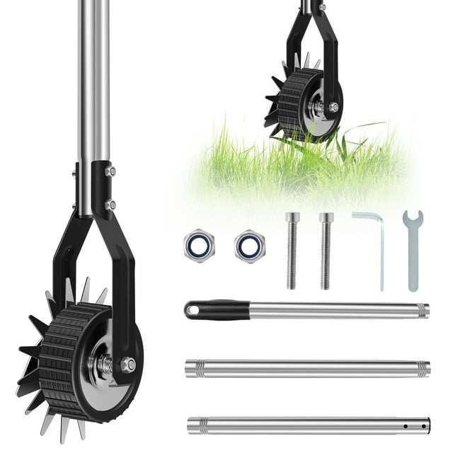 Wheel Rotary Edger Manual Lawn Edger with 3 Sections Stainless Steel