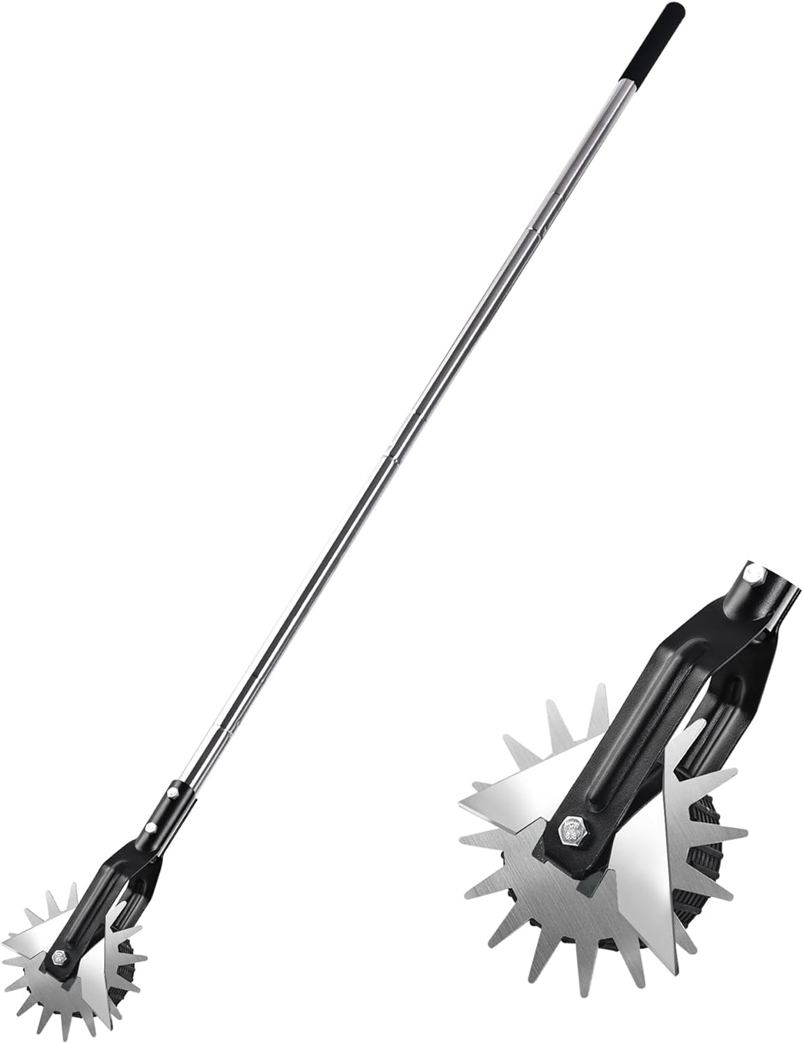 BARAYSTUS Wheel Rotary Lawn Edger, 58.26" with 3-Section Stainless Steel Handle and Cushion Grip
