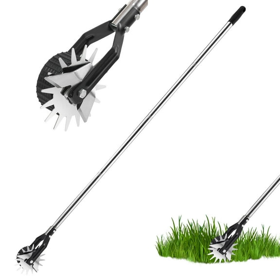 Wheel Rotary Lawn Edger Manual Edger Lawn Tool with Stainless Steel Long Handle, Adjustable Height, Grass Trimming Along Sidewalks, Driveways, Yard and Flower Bed(68.5Inch)