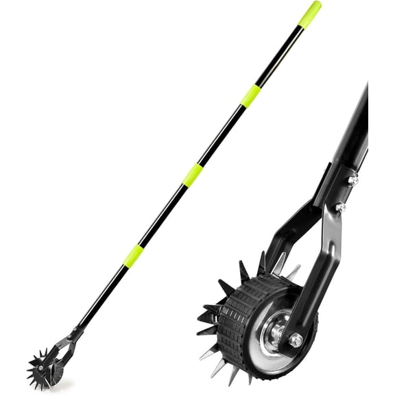 Wheel Rotary Lawn Edger - Manual Grass Edger with Long Handle (66.9 Inch), Adjustable for Landscaping, Garden, Yard