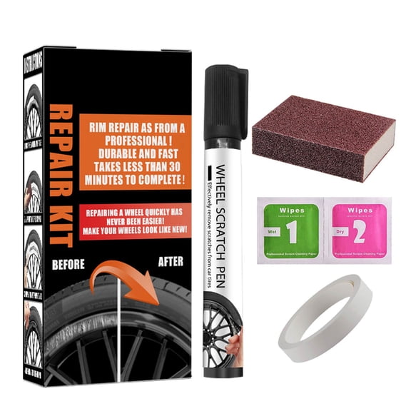 Wheel Scratch Repair Kit | Automotive Black Alloy Wheel Rims Paint Fill Pen Set | Quick Dry Car Wheel Scratch Coverage For Black Aluminum, Iron, Steel Wheels