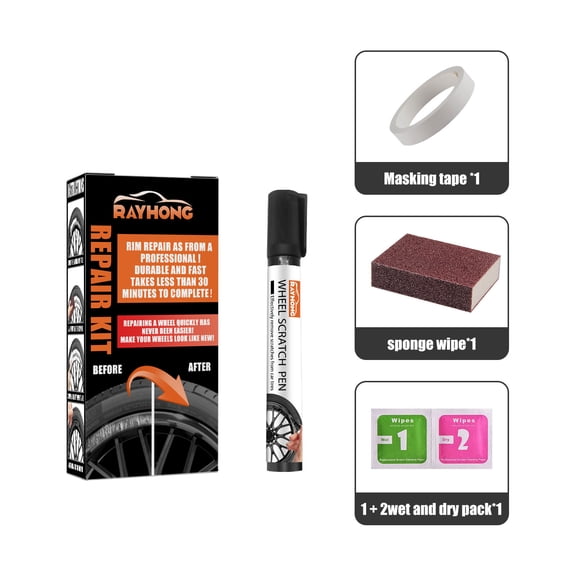 Wheel Scratch Repair Gloss Black Rim Automotive Paint Pen, 1 Piece