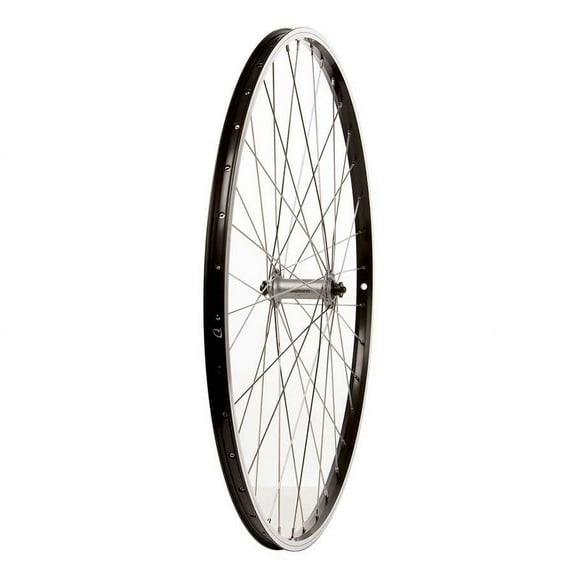 Wheel Shop, Front 700C Wheel, 36H Black Alloy Double Wall Alex DM-18/ Silver Shimano HB-RM70 QR Hub, Stainless Spokes