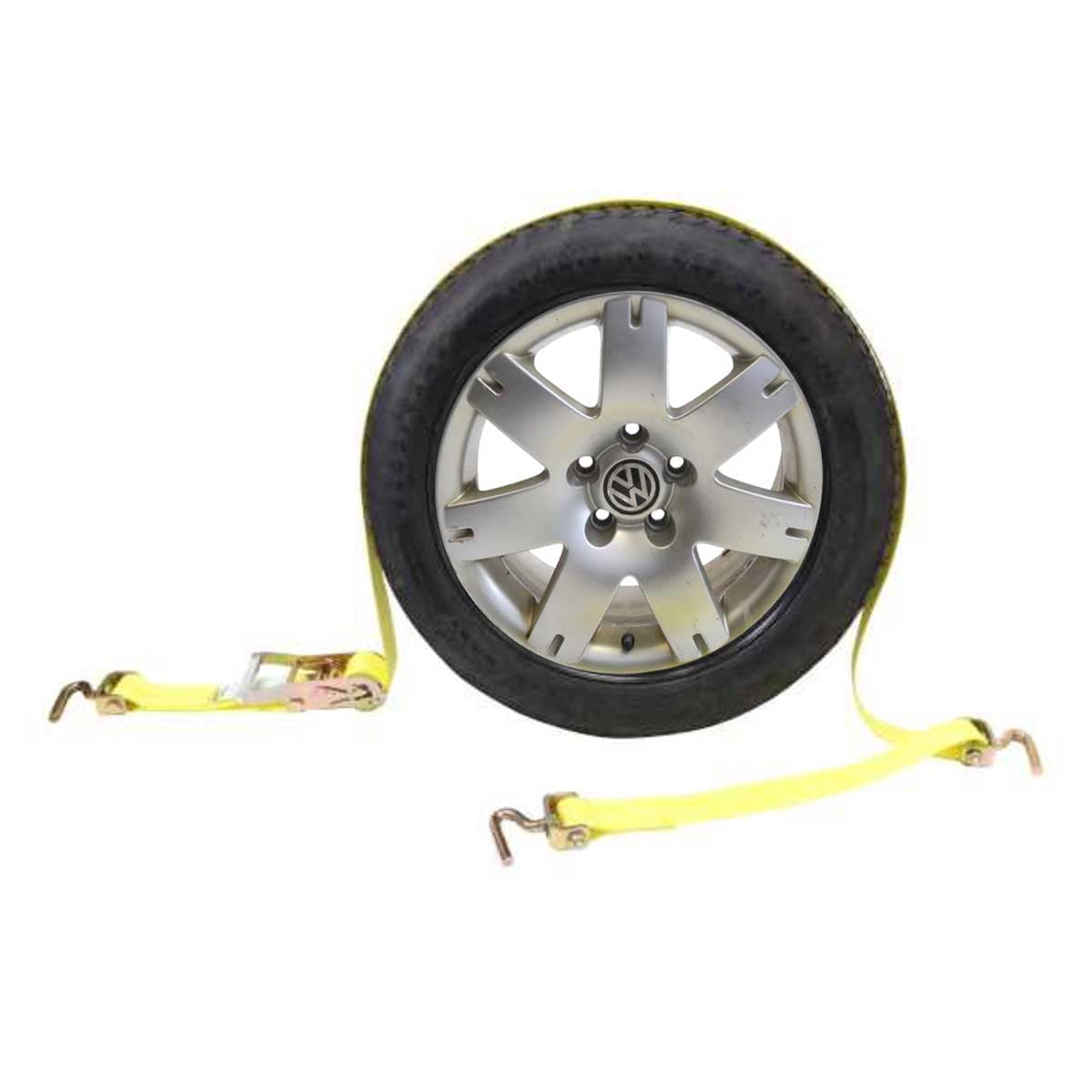 Wheel Strap w/ 3 Swivel J Hooks with 90 degree hook angle & Ratchet