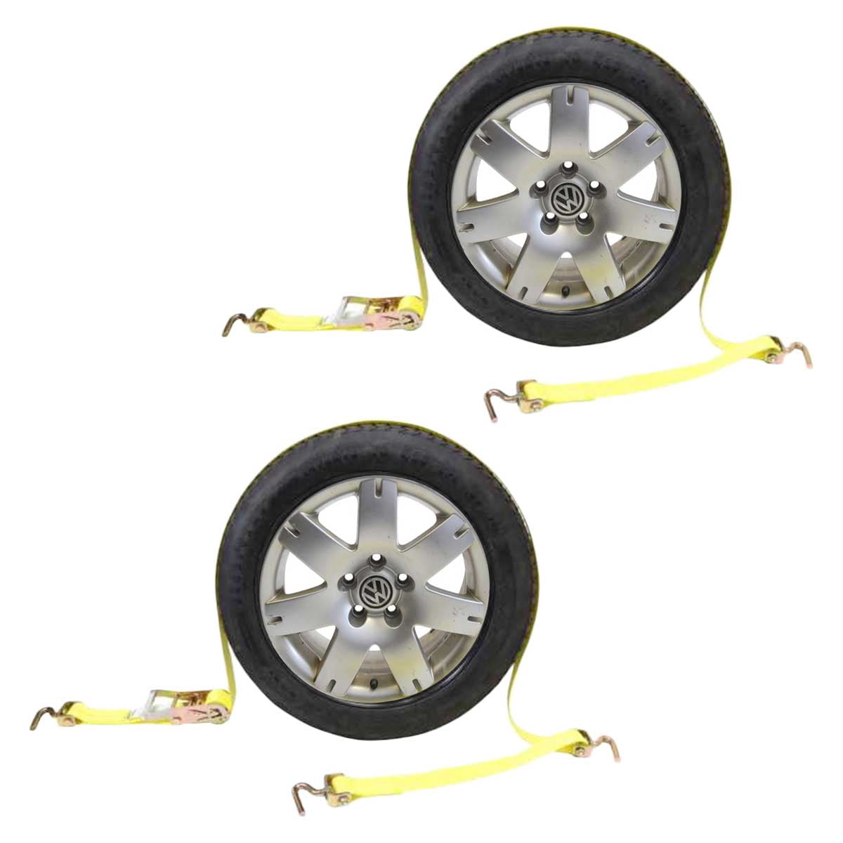 Wheel Strap with 3 Swivel J Hooks with 90 degree hook angle & Ratche