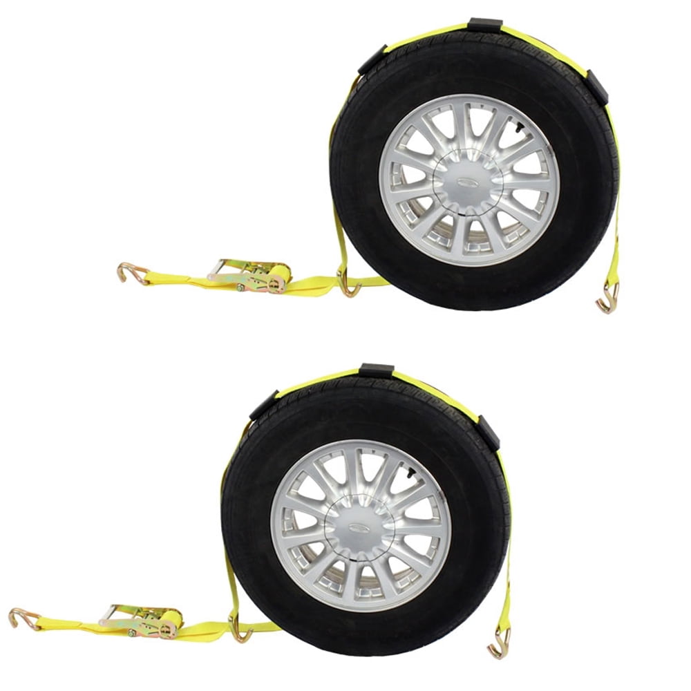 Wheel Strap with Wire Hooks & Adjustable Rubber Blocks & Ratchet ...