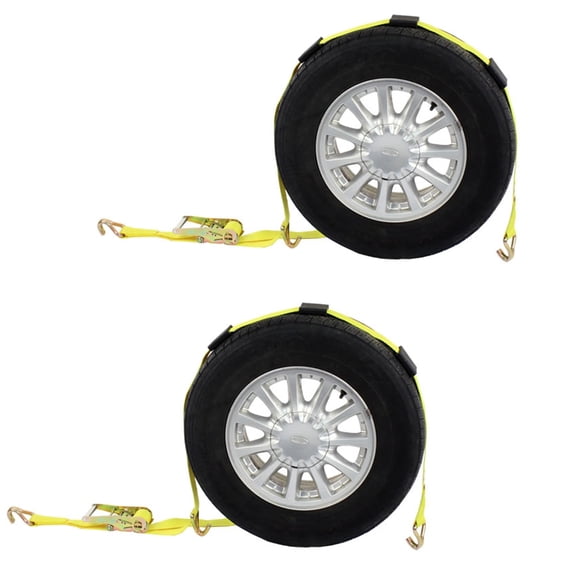 Wheel Strap with Wire Hooks & Adjustable Rubber Blocks & Ratchet