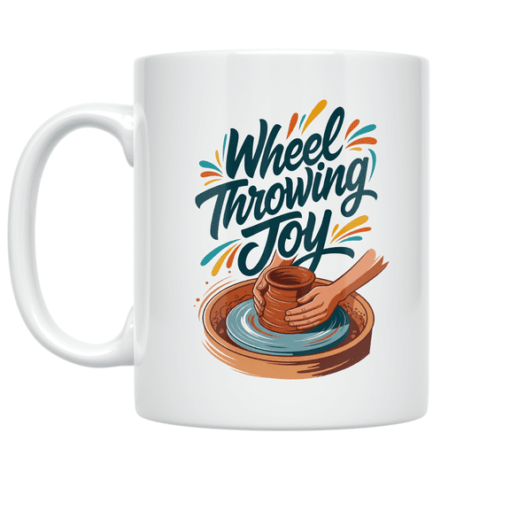 Wheel Throwing Joy Pottery Design - Clay Enthusiast - 11 oz Ceramic Coffee Mug