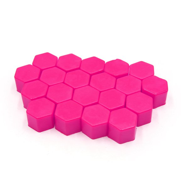 Unique Bargains 20 Pcs 19mm Pink Silicone Luminous Car Vehicle Wheel Tyre Hub Screw Bolt Nut Cap Covers