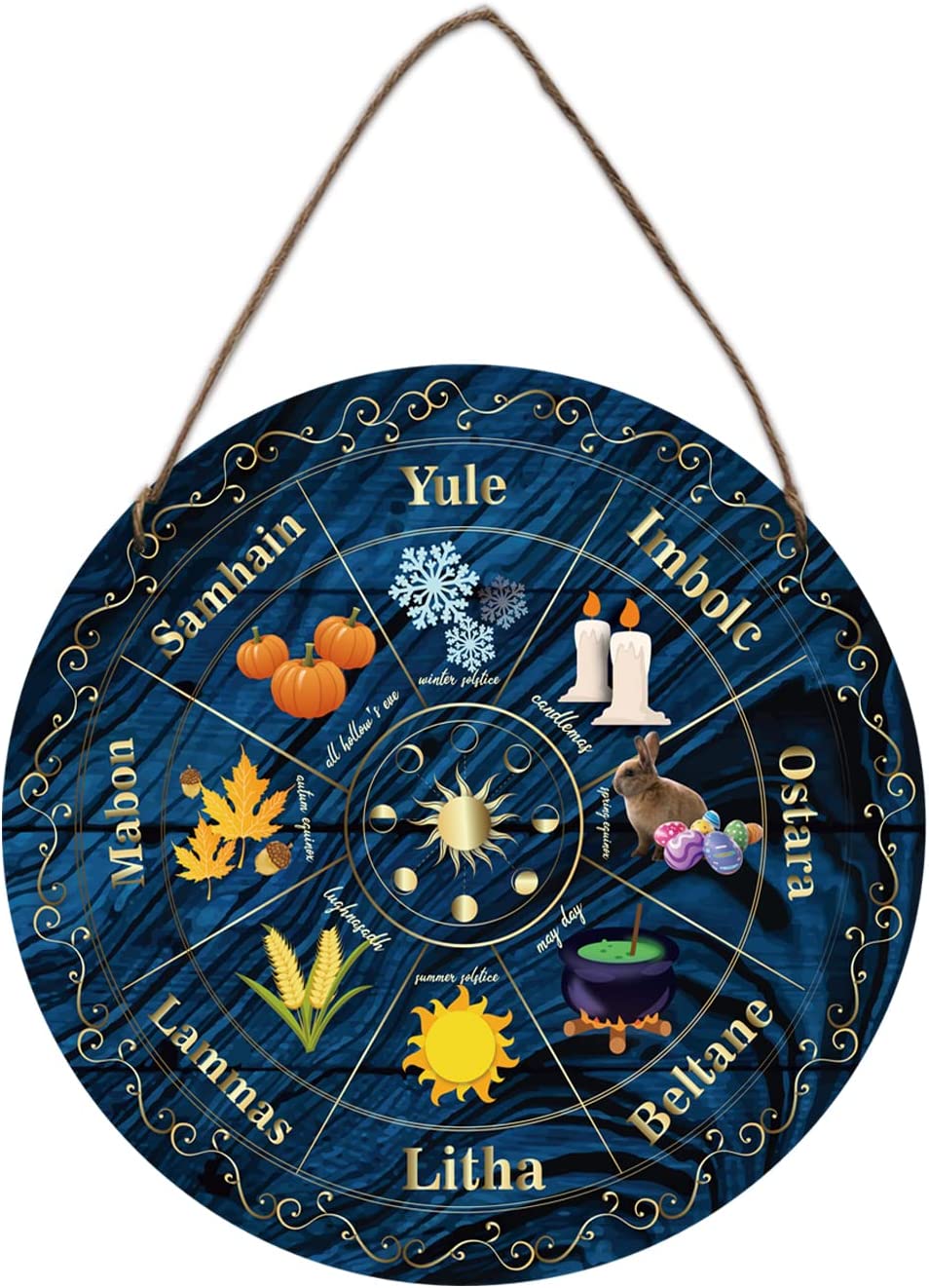 Wheel of The Year Wood Sign 11.8