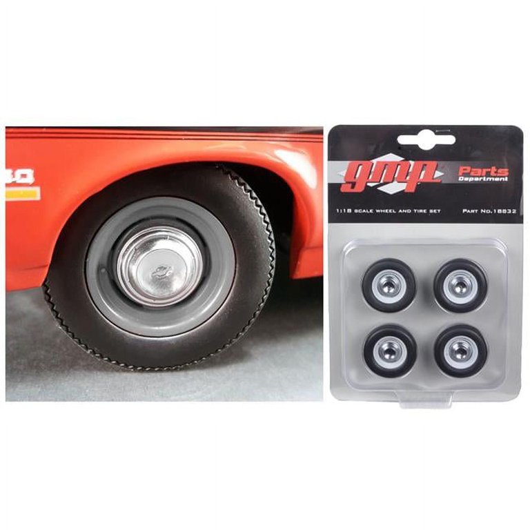 Wheel and Tire Set of 4 from 1970 Yenko Nova Dog Dish 1/18 by GMP 
