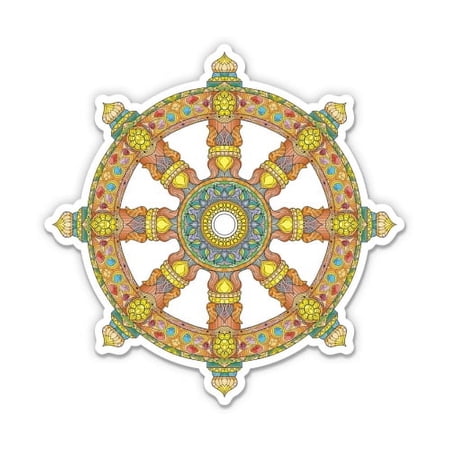 Wheel of Dharma - 5" Vinyl Sticker - For Car Laptop I-Pad - Waterproof Decal