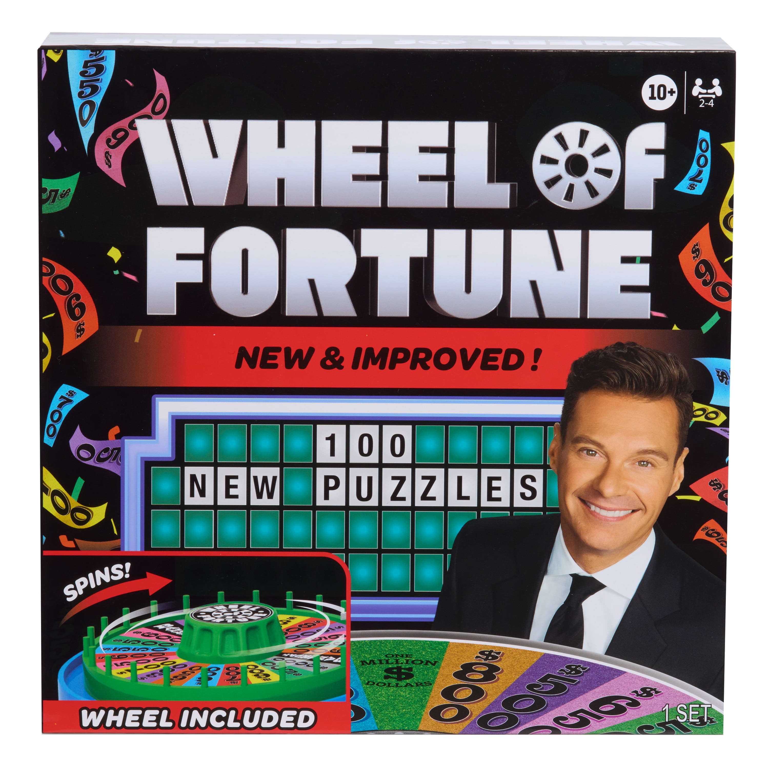 Wheel of Fortune Deluxe Game, 104-pieces, 2-4 Players, Ages 10