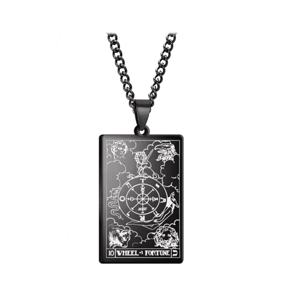 Wheel of Fortune Pendant - Wheel of Fortune Necklace - Tarot Card Necklace (Wheel of Fortune)