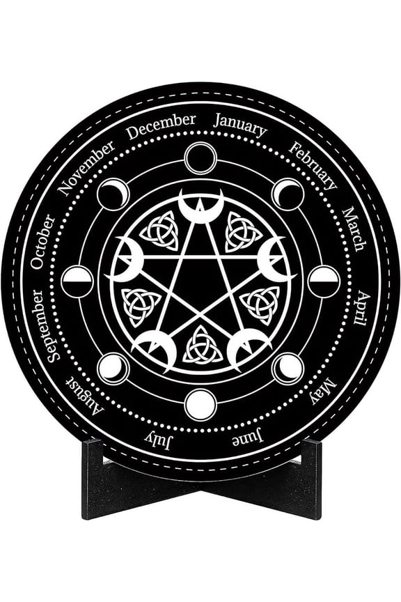 Wheel of The Year Sign Pagan Decor Wicca Calendar Wiccan Holidays Altar Pendulum Board Witch Stand Moon Phase