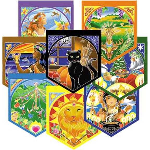 Wheel of the Year Prayer Flags 15" x 17" each flag