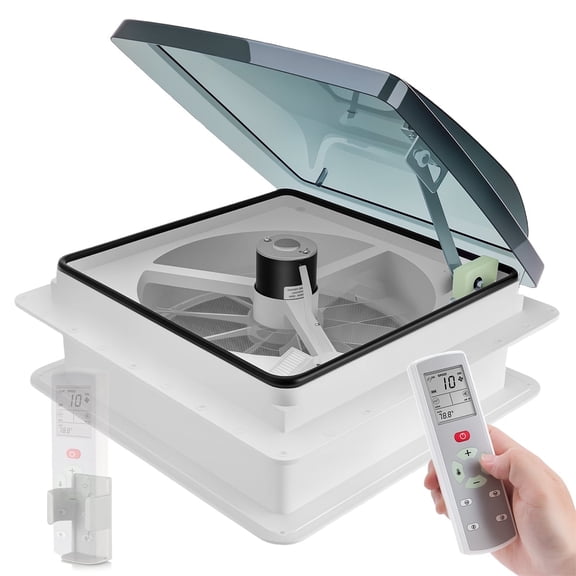 14" RV Roof Vent with 10-Speed Reversible Control, 12V Super Quiet RV Vent Fan for Camper, Trailer, and RV Bathroom, RV Exhaust Fan with Remote Control, Temperature & Rain Sensor, Removable Screen