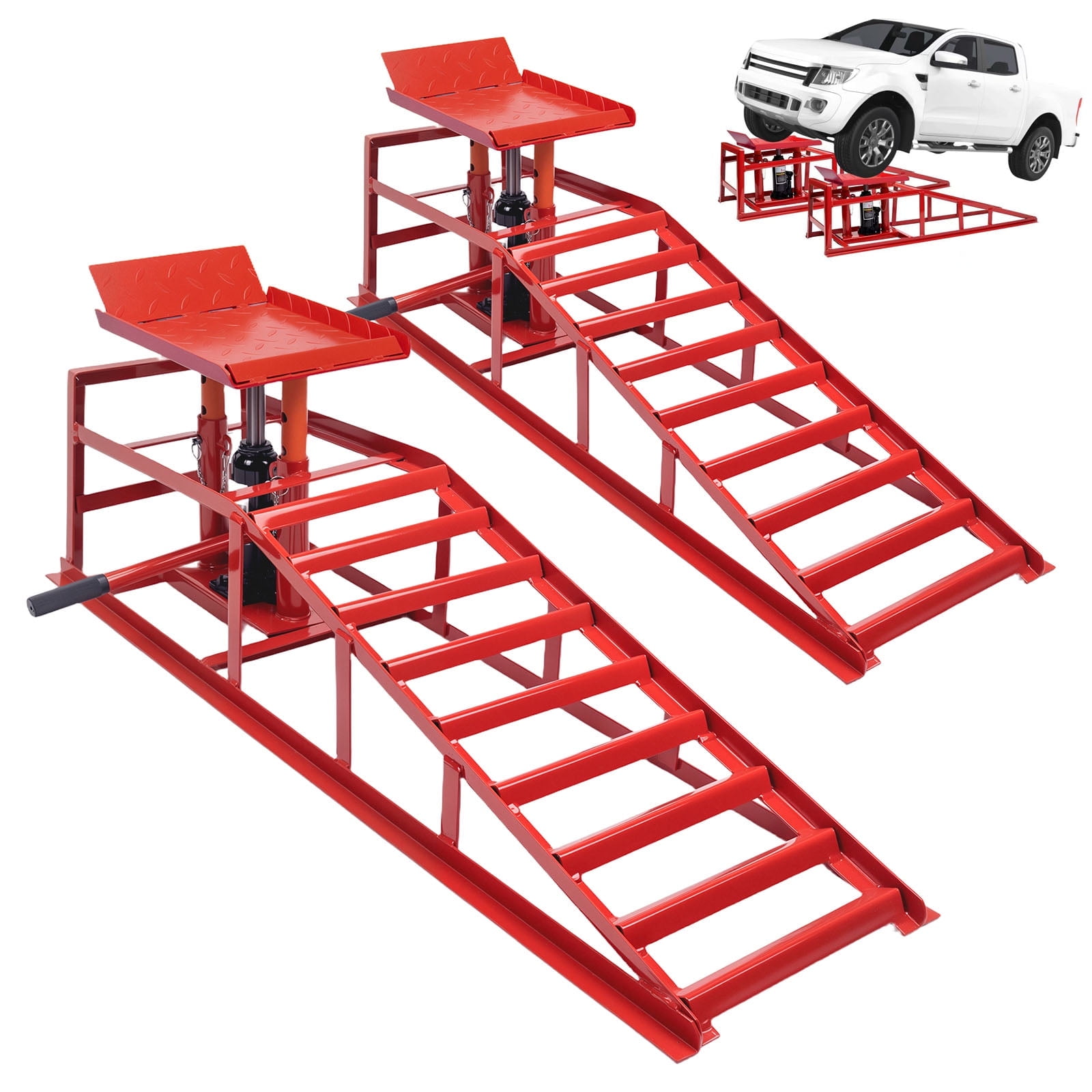 WheelX 2-Pack Hydraulic Car Ramps, Heavy-Duty Vehicle Ramps with 5T / 11000lbs Load Capacity, Portable Design for Effortless Oil Changes and Car Lifts, Perfect for Professional or Home Garage Use