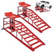 مجموعة WheelX المكونة من قطعتين من منحدرات السيارات الهيدروليكية، منحدرات المركبات الثقيلة بسعة تحميل 5 أطنان / 11000 رطل، تصميم محمول لتغيير الزيت بسهولة ورفع السيارات، مثالية للاستخدام المهني أو في المرآب المنزلي