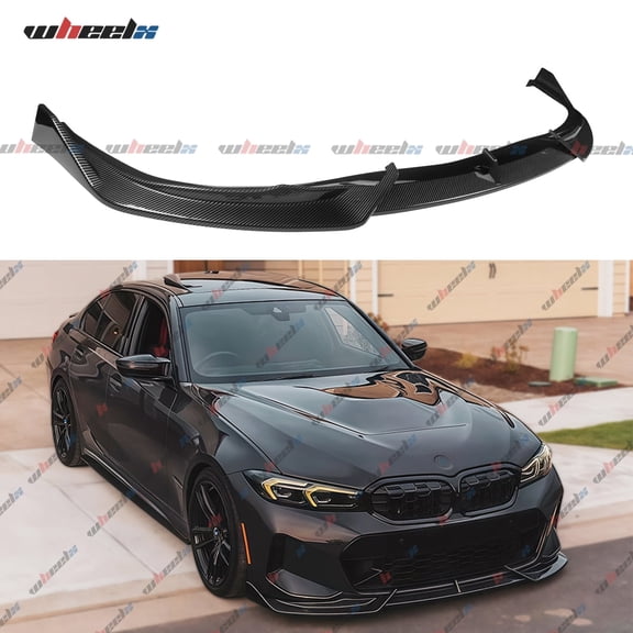 WheelX 3Pcs Front Bumper Lip fit for Compatible with BMW G20 3-Series 330e 330i M340i 320i M-Sport Only 2023-2025, Front Lip Spoiler Body Splitter, GT-Style, ABS (Carbon Fiber Look)