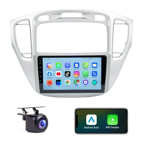 WheelX 9-inch Android 13 Car Radio Stereo Compatible with 2002-2007 Toyota Highlander,1280x720p IPS Touch Screen Wireless CarPlay & Android Auto,4GB RAM 64GB ROM,GPS, Night Vision Camera GPS Devices