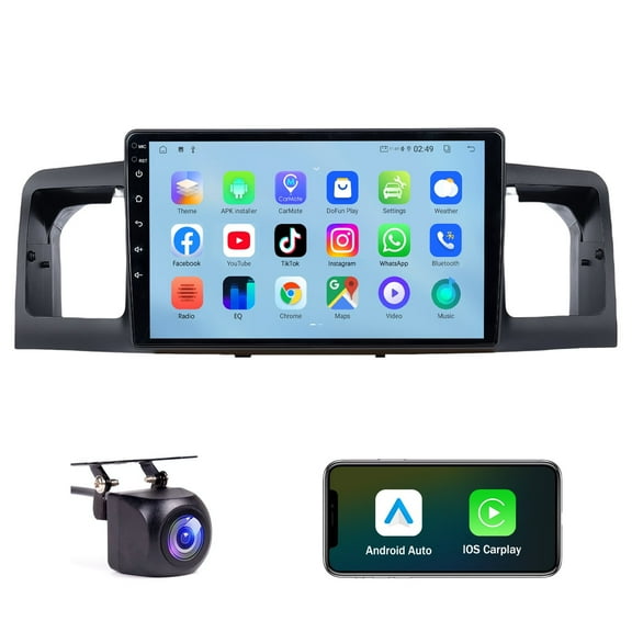 WheelX 9-inch Android 13 Car Radio Stereo Compatible with 2006-2013 Toyota Corolla, 1280x720p IPS Touch Screen Wireless CarPlay & Android Auto,4-Core 4GB RAM 64GB ROM, Night Vision Backup Camera,GPS