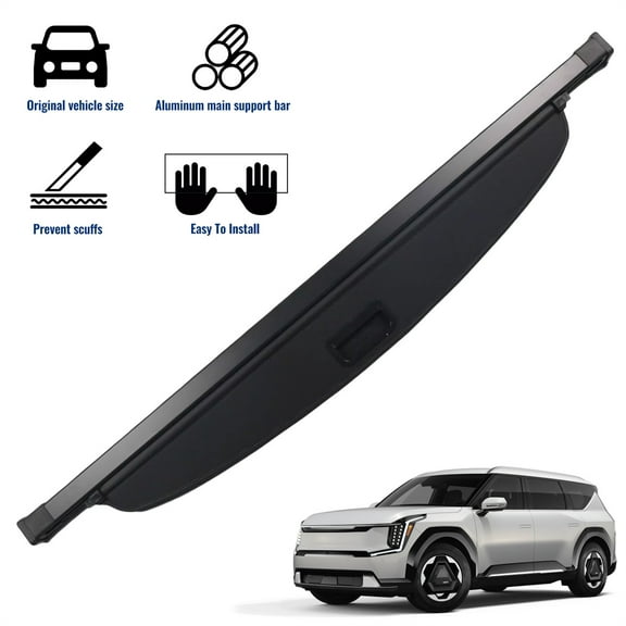 WheelX Cargo Cover Compatible with Kia EV9 2024 2025 Accessories, Retractable Rear Trunk Organizer Trunk Cover Privacy Security Screen Shield Shade, Canvas