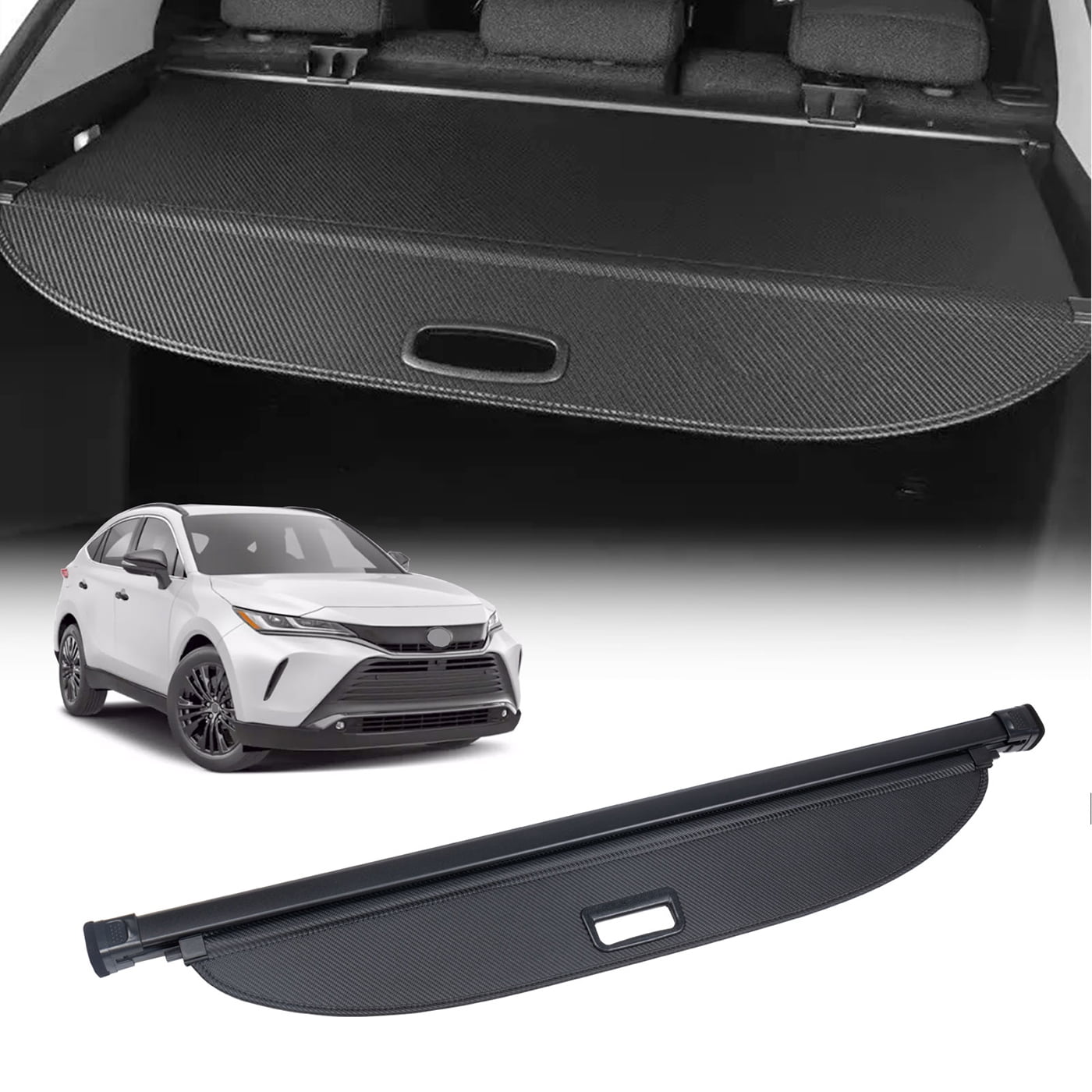 VEVOR Trunk Privacy Shield 2021-2025 VEVOR Retractable ,Upgraded Carbon Fiber Texture Trunk Cover,Anti -Peeping Luggage Privacy Shield,for Hyundai Tucson 2021-2025 5Seater,Black Cargo Cover