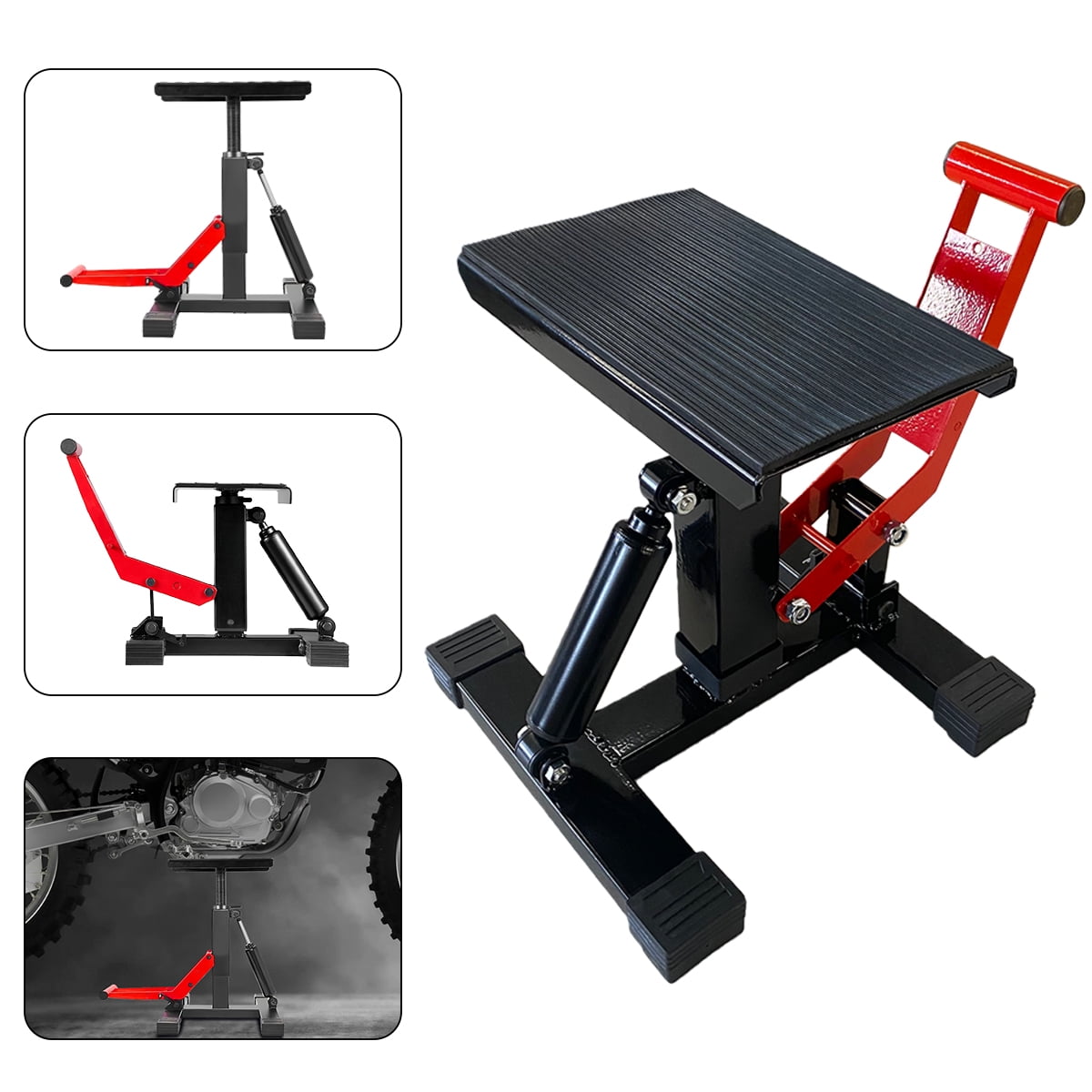 WheelX Dirt Bike Lift Stand, Motorcycle Jack Lift Stand 440 lbs Capacity and Hydraulic Lift Operation, Adjustable Height Hoist Table, for Dirt Pit Bike Repair, Maintenance, Dirt Bike Accessories