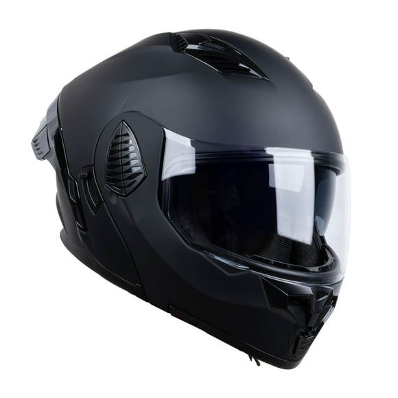 WheelX Full Face Modular Motorcycle Helmets Dual Visor Flip up DOT Approved Racing Street Bike Motocross Helmet for Adults (Matt Black, X-Large)