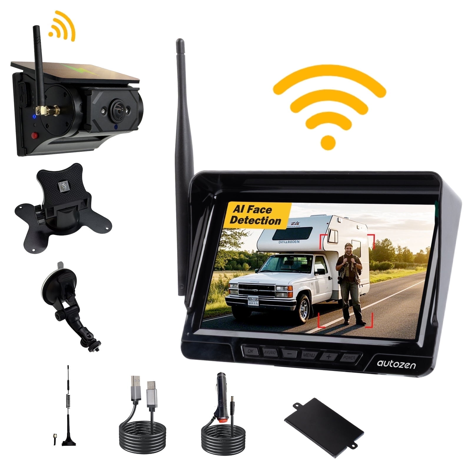 WheelX Magnetic Solar Wireless Backup Camera with 7" HD 1080P Recording Monitor, Motion Detection Alert, Night Vision, Solar Back up Camera Systems for Car RV Truck Trailer Camper SUV