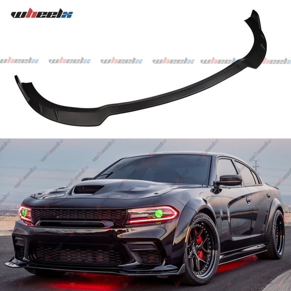 WheelX Matte Black ABS Front Bumper Lip Kit for Dodge Charger SRT Hellcat (2015-2024), 3 Pieces